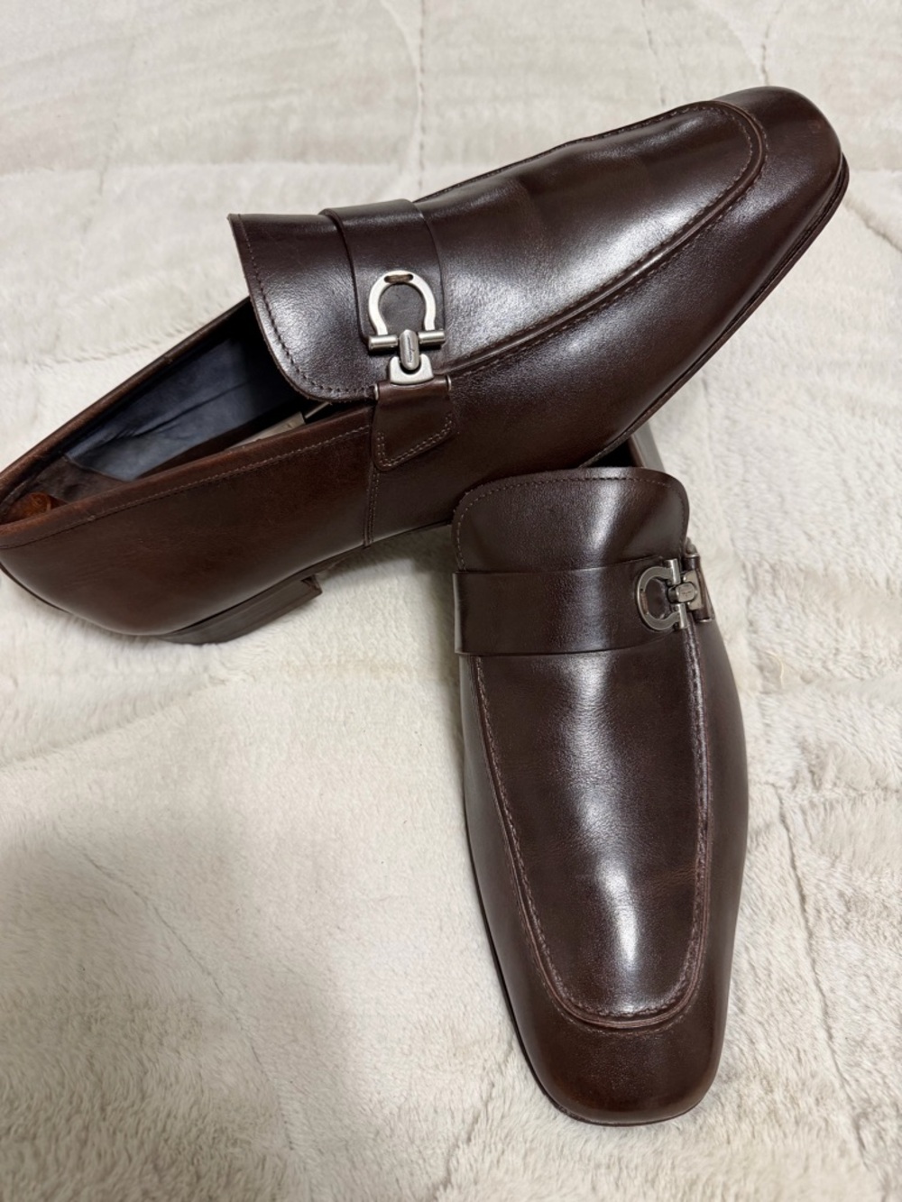 Like NEW! $950 Salvatore Ferragamo Gancini Bit Brown Dress Loafers 11.5 12.5